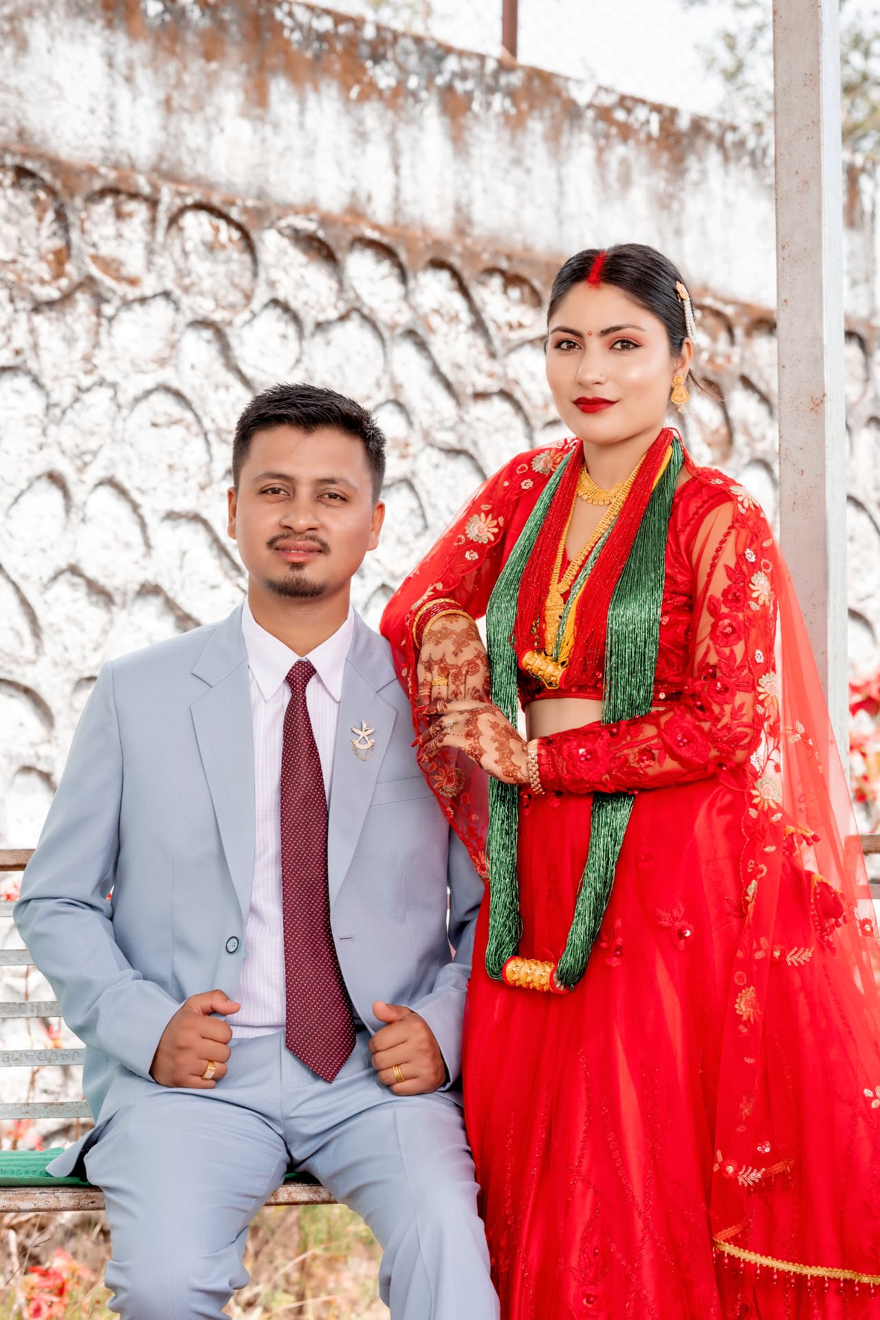 Portrait in red Nepali wedding attire